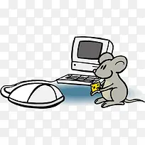 矢量在电脑旁边偷吃的小老鼠