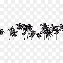 黑色手绘卡通椰子树
