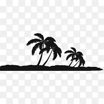 黑色植物风景手绘椰子树