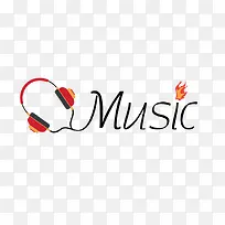 红色耳机音乐文字logo
