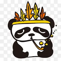 黑色手绘的大熊猫