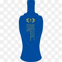 蓝色酒瓶背面