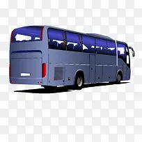 卡通蓝色城市公交车
