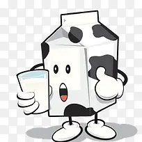 卡通手绘牛奶盒