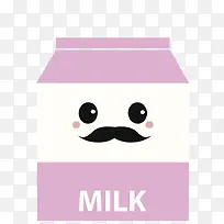 手绘卡通紫色牛奶盒
