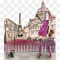 时尚紫衣女人