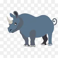 灰蓝色卡通站立犀牛