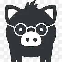 戴眼镜的猪剪影