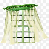 绿色窗户窗帘