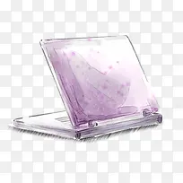 紫色梦幻手绘笔记本电脑