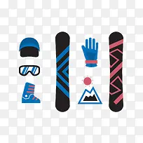 卡通登山滑雪装备