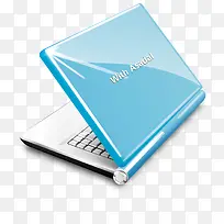 蓝色笔记本电脑