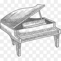 矢量素描钢琴