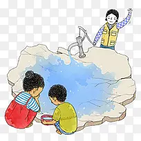 压水井和儿童
