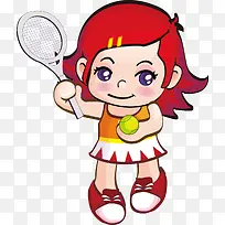 打网球的小女孩图