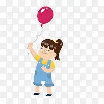 玩气球的小女孩矢量图