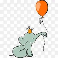 卡通拉气球的大象