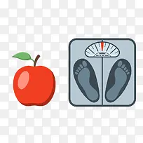 矢量红色苹果和测体重器