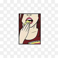 卡通性感美女吃薯片