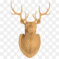 鹿头动物形状手工木雕