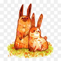手绘中秋兔子装饰元素