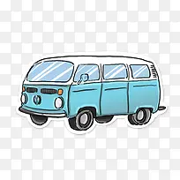 手绘小巴车