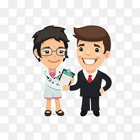 握手的男女医生简图
