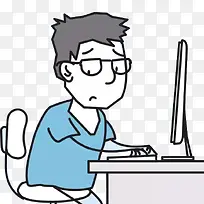 坐在电脑前打字的男人