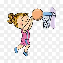 打篮球的小女孩
