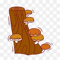卡通树干上的蘑菇免抠图