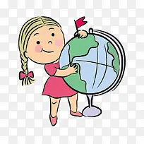 小女孩和地球仪
