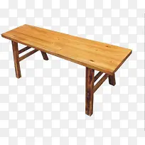长条原木色板凳