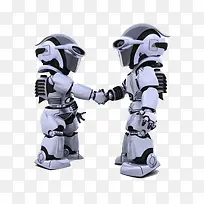 立体科技两个机器人握手实物模型