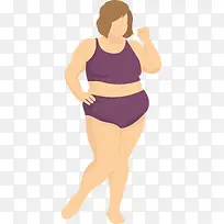 减肥运动紫衣胖女孩
