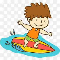 儿童节冲浪的小男孩