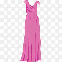 粉色褶皱长裙礼服
