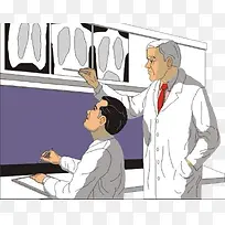 卡通看X光片的医生PNG
