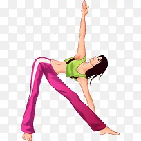 卡通做瑜伽锻炼的女人图