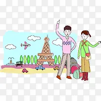 旅行的卡通人高清免扣素材