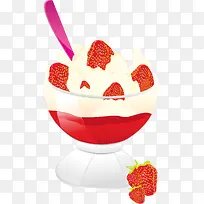 手绘草莓布丁冰淇淋杯