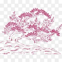矢量粉色樱桃树