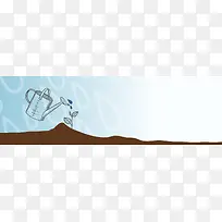 手绘园艺元素banner背景