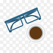 矢量商务眼镜黑咖啡素材