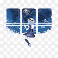 矢量看着窗外的少女