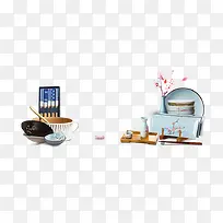 中国元素花卉茶具