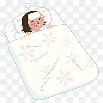 卡通插图生病发烧流汗