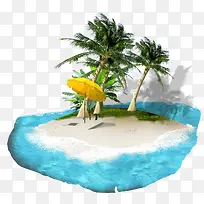 海滩椰树太阳伞元素