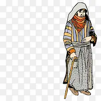 拄拐杖的黎巴嫩老妇人