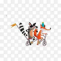 骑双人自行车的狐狸