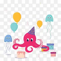 生日派对粉红章鱼